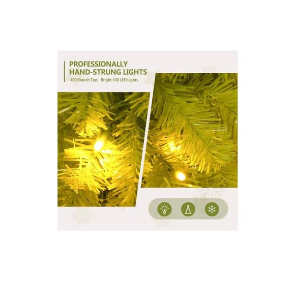 5FT Hinged Fir Artificial Bent Top Christmas Tree Santa Hat Style Holiday Decor - Picture 5 of 7